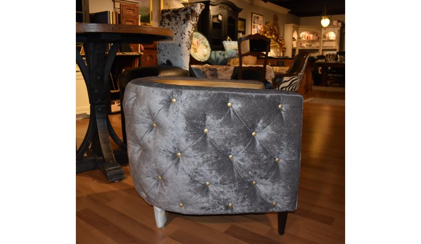 Luxury Leather & Upholstered Furniture transitional style tufted barrel chair
