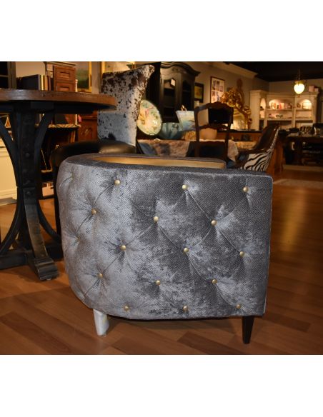 Luxury Leather & Upholstered Furniture transitional style tufted barrel chair