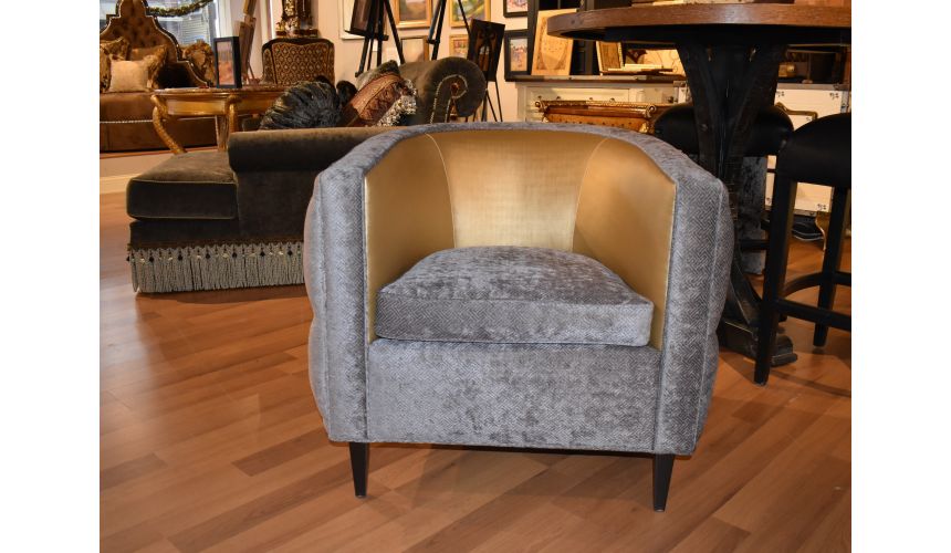 Luxury Leather & Upholstered Furniture transitional style tufted barrel chair