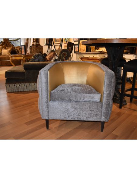 Luxury Leather & Upholstered Furniture transitional style tufted barrel chair