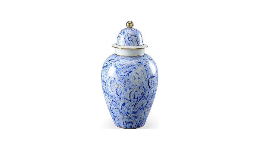 Decorative Accessories Chelsea Marbelized Urn in White and Blue