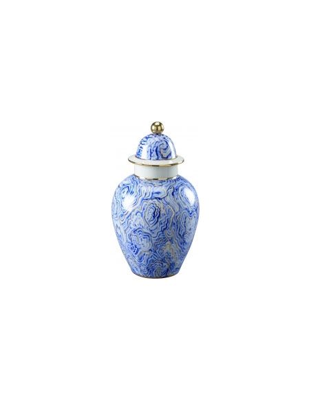 Small Marbelized Urn with A Lid
