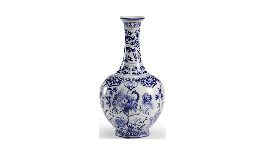 Decorative Accessories Blue Colored Porcelain Flower Vase