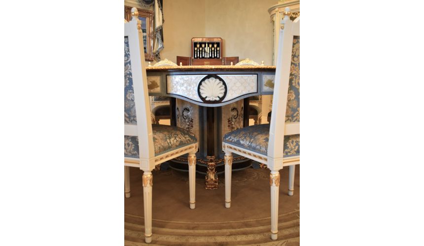 Dining Tables LUXURY FURNITURE CUSTOM MOTHER OF PEARL BOULLE ROUND DINING TABLE.