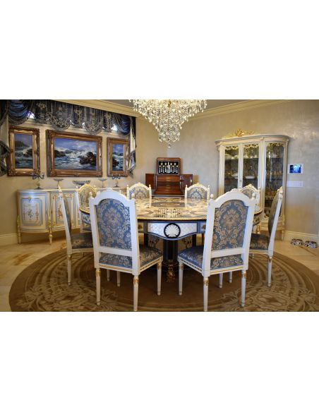 Dining Tables LUXURY FURNITURE CUSTOM MOTHER OF PEARL BOULLE ROUND DINING TABLE.