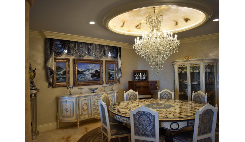 Dining Tables LUXURY FURNITURE CUSTOM MOTHER OF PEARL BOULLE ROUND DINING TABLE.