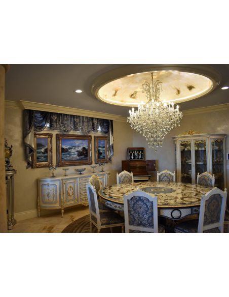 Dining Tables LUXURY FURNITURE CUSTOM MOTHER OF PEARL BOULLE ROUND DINING TABLE.