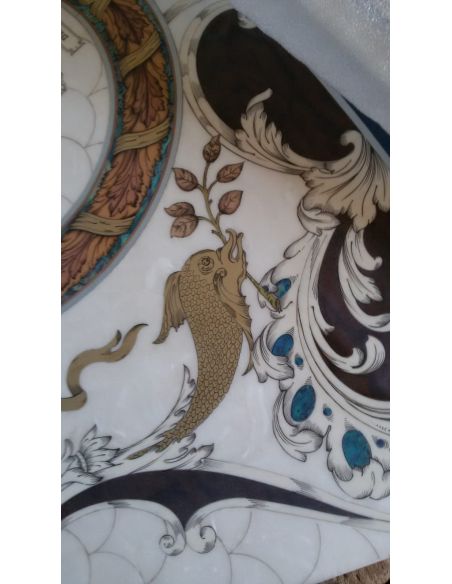 Dining Tables LUXURY FURNITURE CUSTOM MOTHER OF PEARL BOULLE ROUND DINING TABLE.