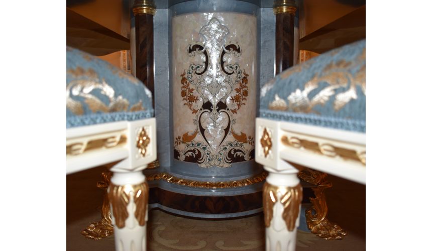 Dining Tables LUXURY FURNITURE CUSTOM MOTHER OF PEARL BOULLE ROUND DINING TABLE.