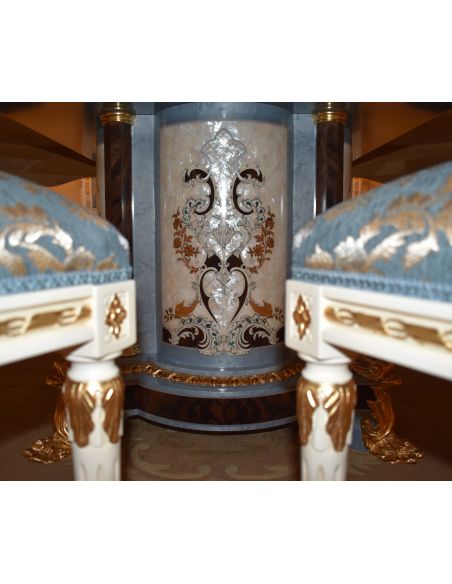 Dining Tables LUXURY FURNITURE CUSTOM MOTHER OF PEARL BOULLE ROUND DINING TABLE.