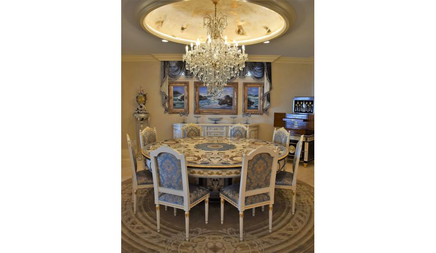 Dining Tables LUXURY FURNITURE CUSTOM MOTHER OF PEARL BOULLE ROUND DINING TABLE.