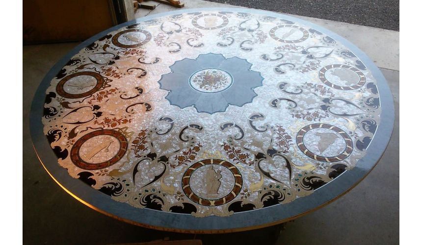Dining Tables LUXURY FURNITURE CUSTOM MOTHER OF PEARL BOULLE ROUND DINING TABLE.