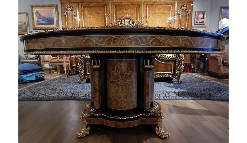 Breakfronts & China Cabinets Luxury medium size breakfront cabinet. King Louis Collection Boulle marquetry work.