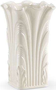 Decorative Accessories White Glazed Square Acanthus Vase