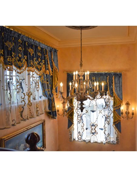 Custom Window Treatments Royal Blue and Gold embroidered custom made draperies
