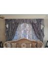 Custom Window Treatments  Embroidered custom made draperies ocean blue with glimmering silver metal thread