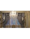Custom Window Treatments  Embroidered custom made draperies ocean blue with glimmering silver metal thread