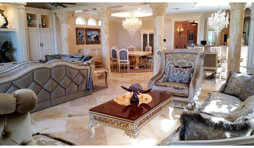 Luxury Leather & Upholstered Furniture Fine fabrics highlight this extraordinary hand made luxury sofa.