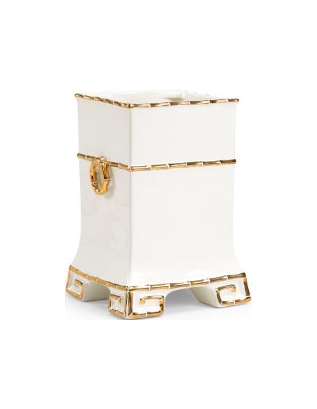 Greek Key Vase with Gold Accents