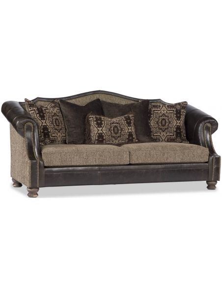 Two tone leather upholstered sofa
