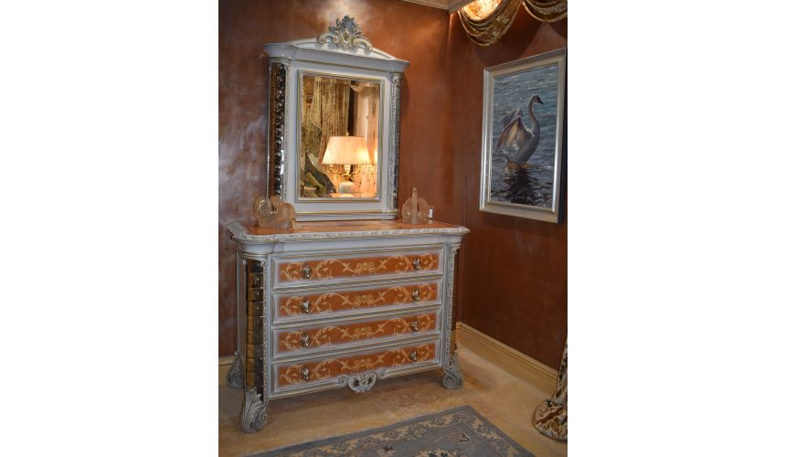 Furniture Masterpieces Venetian master bedroom set with Venetian etched mirror