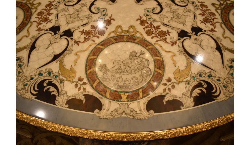 Dining Tables LUXURY FURNITURE CUSTOM MOTHER OF PEARL BOULLE ROUND DINING TABLE.