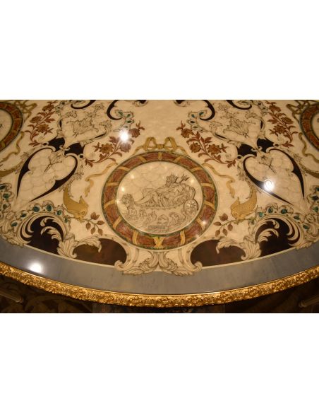 Dining Tables LUXURY FURNITURE CUSTOM MOTHER OF PEARL BOULLE ROUND DINING TABLE.