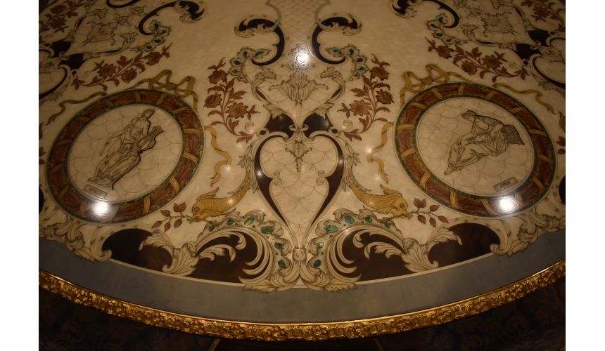 Dining Tables LUXURY FURNITURE CUSTOM MOTHER OF PEARL BOULLE ROUND DINING TABLE.