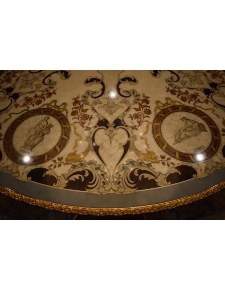 Dining Tables LUXURY FURNITURE CUSTOM MOTHER OF PEARL BOULLE ROUND DINING TABLE.