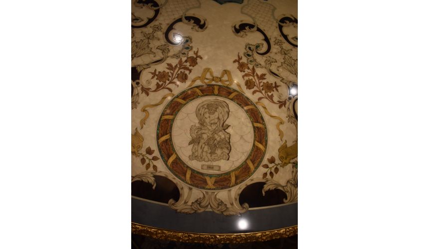 Dining Tables LUXURY FURNITURE CUSTOM MOTHER OF PEARL BOULLE ROUND DINING TABLE.