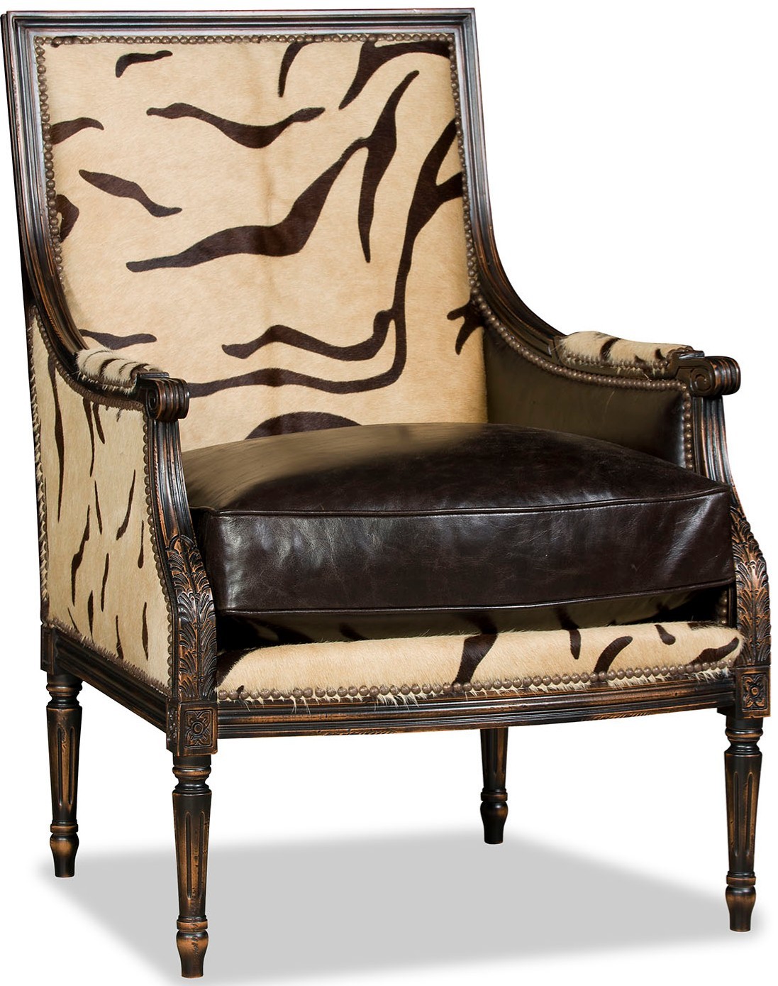 CHAIRS, Leather, Upholstered, Accent Luxurious Rustic Safari Accent Chair
