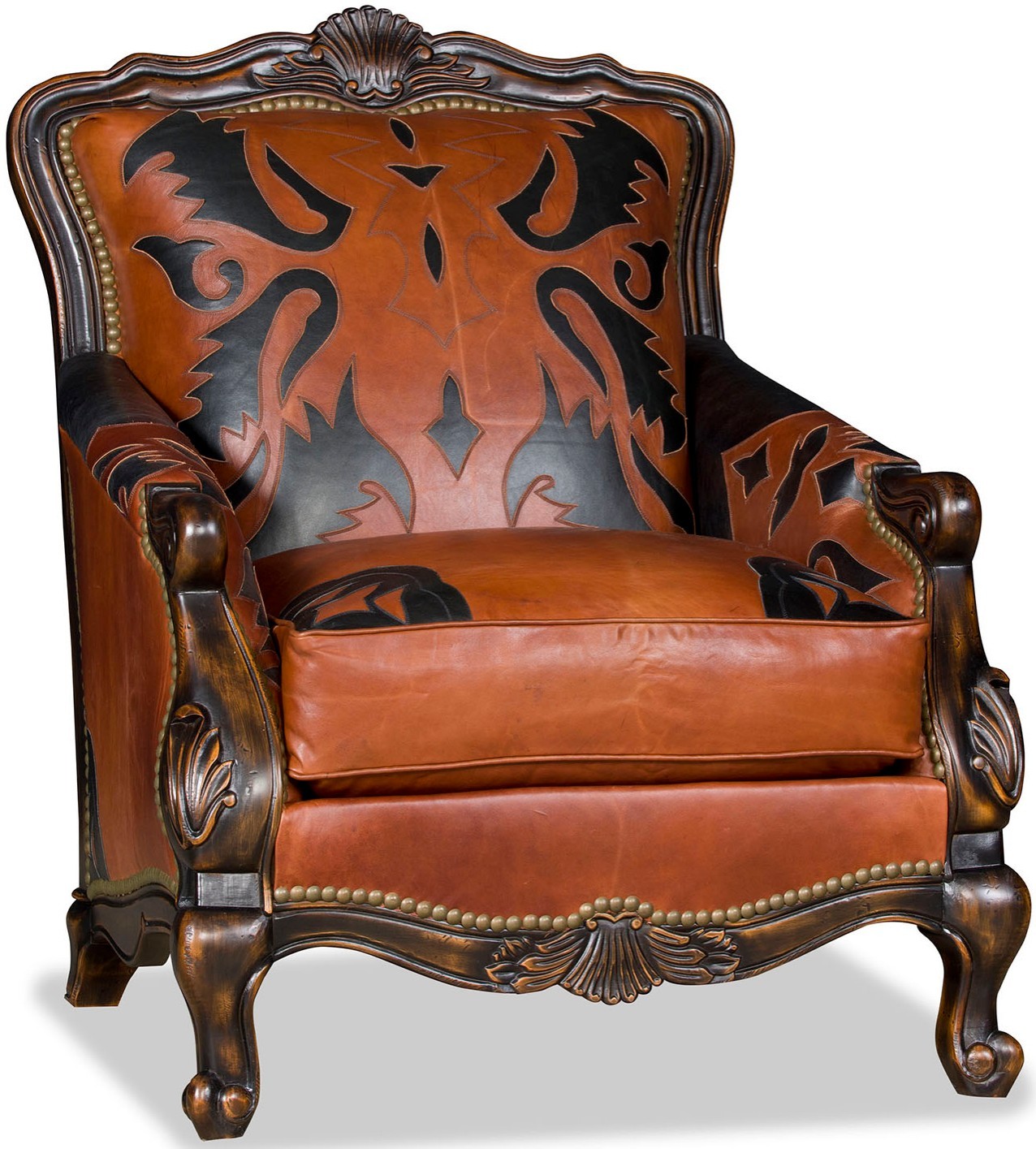 CHAIRS, Leather, Upholstered, Accent Luxurious Arresting Rust Armchair