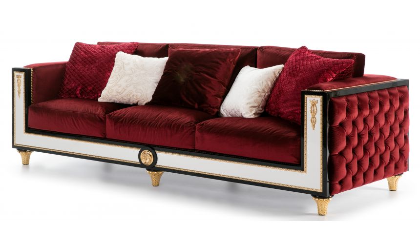 SOFA, COUCH & LOVESEAT STONINGTON COLLECTION RED TUFTED SOFA