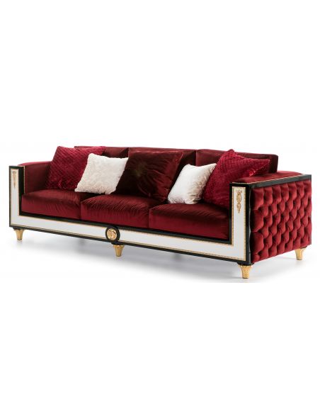 STONINGTON COLLECTION RED TUFTED SOFA 