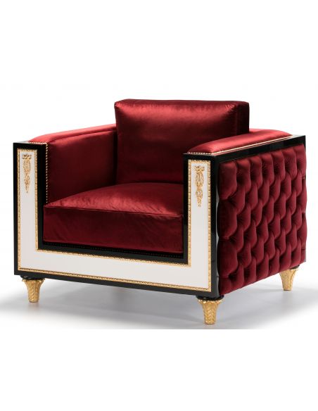 SOFA, COUCH & LOVESEAT STONINGTON COLLECTION RED TUFTED SOFA