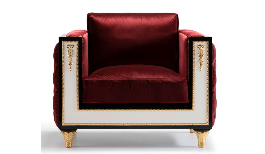 CHAIRS, Leather, Upholstered, Accent STONINGTON COLLECTION RED TUFTED CHAIR