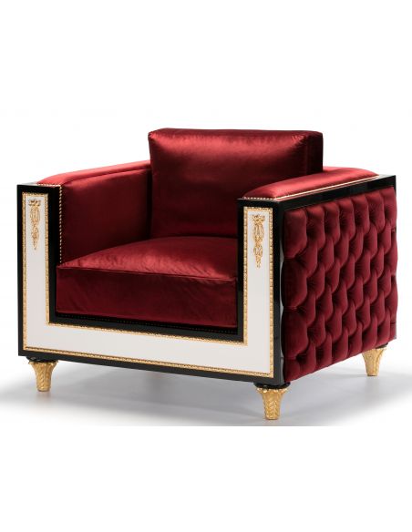 STONINGTON COLLECTION RED TUFTED CHAIR