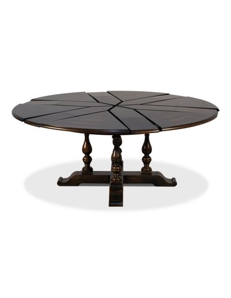 Dining Tables 56 inches open. Jupe table with self storing leaves, Dark walnut