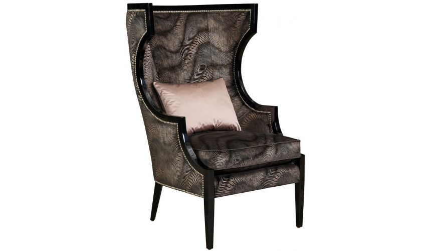 CHAIRS, Leather, Upholstered, Accent Luxurious Abstract Shadows Accent Chair
