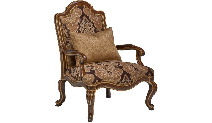 CHAIRS, Leather, Upholstered, Accent Luxurious Cornucopia of Plenty Accent Chair
