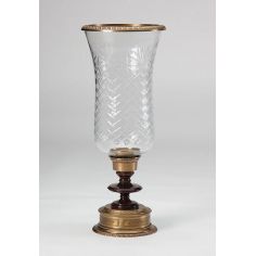 Decorative Accessories High Quality Furniture Hand Cut Crystal Hurricane With Antique Brass