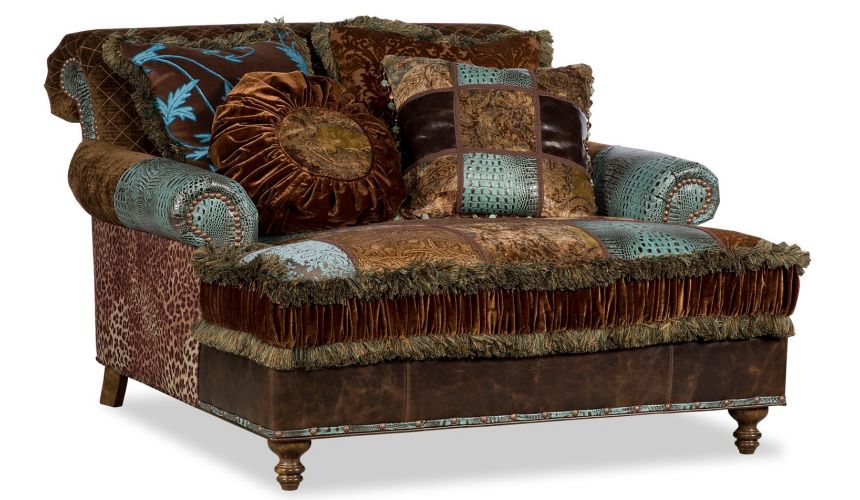 Luxury Leather & Upholstered Furniture Double chair chaise 4422