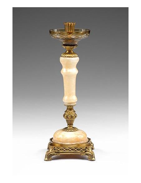 High Quality Furniture Crystal Candleholder In Cast Brass