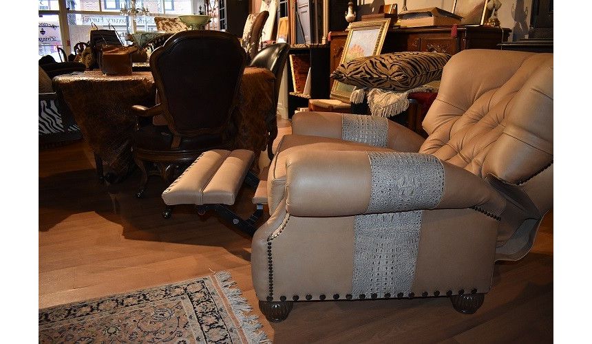 MOTION SEATING - Recliners, Swivels, Rockers Leather and Gator Hide Churchill Tufted Recliner Chair 6622