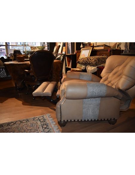 MOTION SEATING - Recliners, Swivels, Rockers Leather and Gator Hide Churchill Tufted Recliner Chair 6622