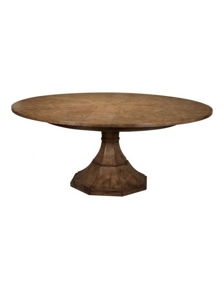 84 round to round extending table with self storing leaves