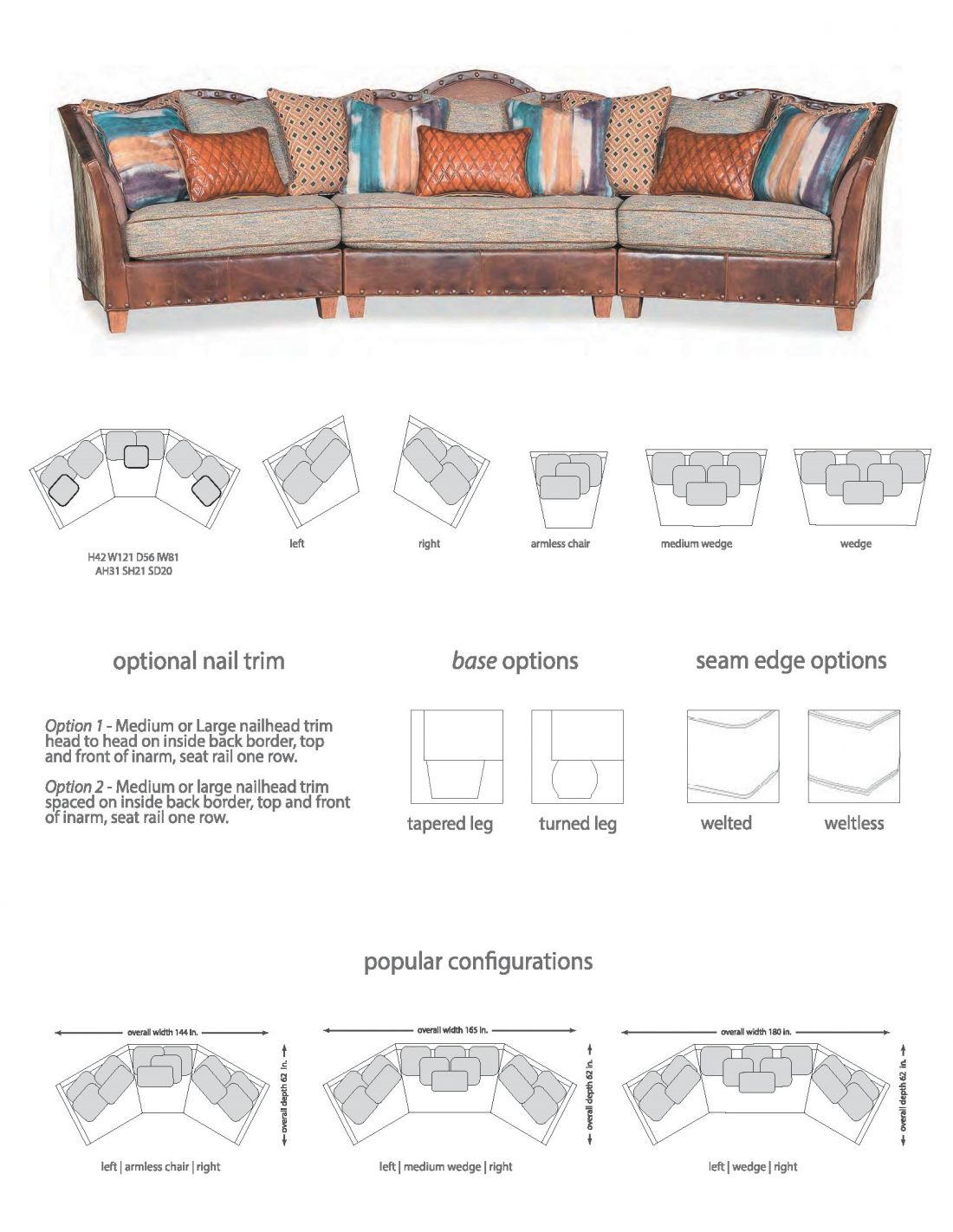 Grand Three Piece Western Style Sectional