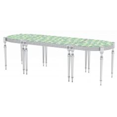 Round and Oval Coffee tables Jade top cocktail table with beautiful metal work detail