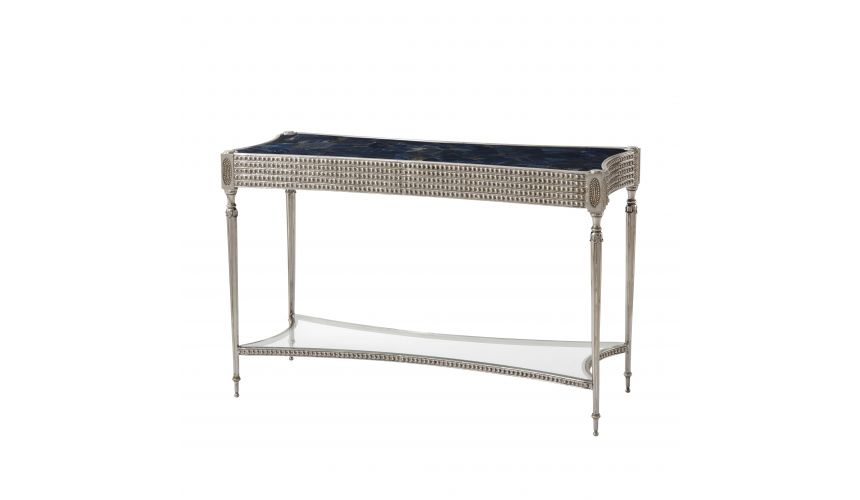 Round and Oval Coffee tables Lapis Lazuli stone top cocktail table with beautiful metal work detail