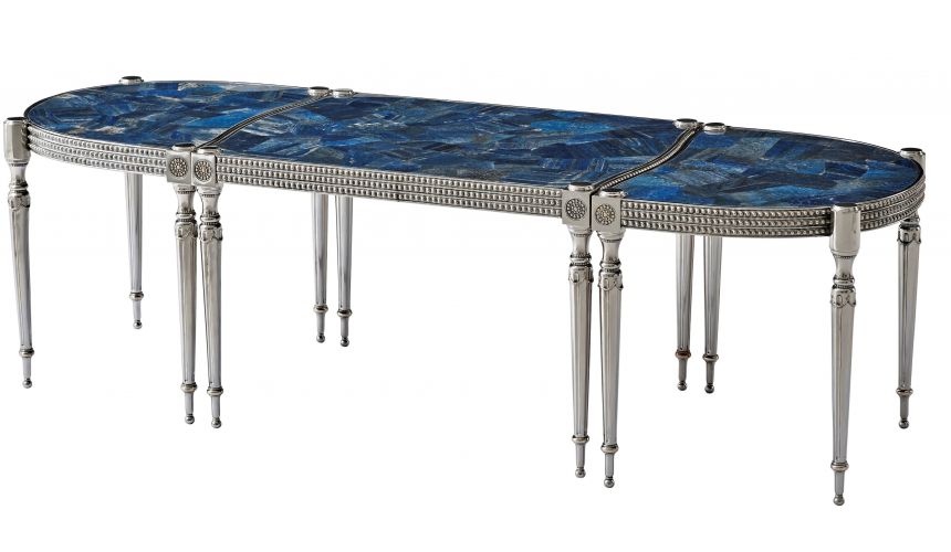 Round and Oval Coffee tables Jade top cocktail table with beautiful metal work detail